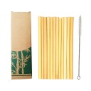 Pailles en bambou à boire 10 pcs avec brosse de nettoyage Remplaçant réutilisable des pailles jetables Longueur 19,5 cm Aspect naturel 1