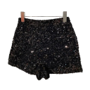 Pailletten-Shorts für Damen mit Reißverschluss. Glitzernde Shorts für Partys und Tanzen. Elegante Party-Shorts mit glänzenden Pailletten 2