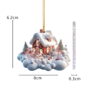 Painted Stained Glass Winter Cottage 8 x 6.2 cm Christmas Hanging Decoration with String for Window, Tree and Home Decoration 2