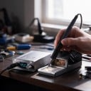 Pájecí stanice T12 75 W s digitálním LED displejem a termostatem s antistatickým uzemněním ve stříbrné barvě pro opravy elektroniky 10
