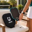 Pala de pickleball de fibra de carbono con funda 42 x 19 x 1,6 cm Termoformada Grosor 16 mm Para potencia y rotación 5