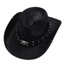 Pălărie de cowboy din piele artificială 56–58 cm Pălărie western stilată cu curea cu ținte metalice și craniu Accesorii de costum 4