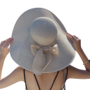 Pălărie de paie pentru femei, 56-60 cm, cu bor mare, pălărie de plajă de vară cu fundă, protecție solară, accesoriu elegant pentru soare 5