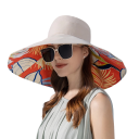 Pălărie de soare reversibilă pentru femei 55–60 cm Margină 18 cm Pălărie de vară din bumbac cu margine lată pălărie de plajă protecție 3