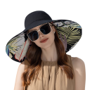 Pălărie de soare reversibilă pentru femei 55–60 cm Margină 18 cm Pălărie de vară din bumbac cu margine lată pălărie de plajă protecție 1