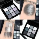 Paleta de sombras de ojos de nueve colores Maquillaje ahumado Tonos mate y brillantes Tonos plateados y grises 6