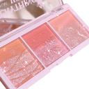 Palette de fard à joues scintillante tricolore 3 teintes Fard à joues illuminant longue tenue Ombres à paupières et enlumineur Maquillage 9