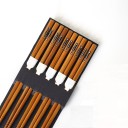 Palillos de bambú con motivo de pez para comidas asiáticas Set de 5 pares Color marrón con franjas blancas Puntas estriadas Longitud 22,5 cm 1