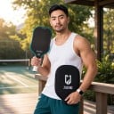 Pálka na pickleball z uhlíkových vláken s krytem 42 x 19 x 1,6 cm Tepelně tvarovaná Tloušťka 16 mm Pro sílu a rotaci 5