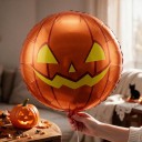 Palloncini gonfiabili a forma di zucca 4D Set da 3 pezzi Decorazione per Halloween 56 cm Rotondi arancioni con faccia gialla Decorazione per feste 2