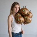 Palloncini Gonfiabili di Halloween a Forma di Zucca 10 pz Zucca Zombie Marrone con Occhi Svitati e Macchie di Sangue Marrone Verde e Rosso per Feste 6