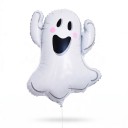 Palloncino gonfiabile a forma di fantasma con le braccia alzate e un sorriso 59 x 75 cm Bianco e nero Decorazione di Halloween per la casa e la stanza 1