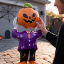 Palloncino gonfiabile a forma di personaggio con testa di zucca Decorazione di Halloween 58 x 124 x 32 cm Palloncino in alluminio Arancione e viola 5