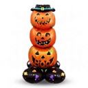 Palloncino Gonfiabile Tre Zucche Sovrapposte Decorazione di Halloween 56 x 102 cm Arancione e Nero con Cappello Decorazione per Festa di Halloween 1
