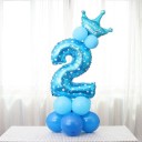 Palloncino per compleanno a forma di numero con corona per bambini Set con palloncini piccoli a colonna Superficie lucida con motivo bianco 2