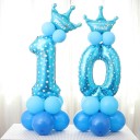 Palloncino per compleanno a forma di numero con corona per bambini Set con palloncini piccoli a colonna Superficie lucida con motivo bianco 23