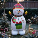 Pallone gonfiabile da giardino a forma di pupazzo di neve con cappello, sciarpa e regalo 156 x 81,5 cm Bianco rosso e verde Decorazione natalizia 3