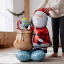Pallone gonfiabile Santa Claus con sacco di regali e bastoncino di zucchero 89 x 105 cm Rosso e blu Decorazione natalizia per la casa e il negozio 6