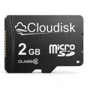 Pamäťová karta Cloudisk Micro SD 2 GB MicroSD karta Class 6 Čierna Na ukladanie dokumentov hudby fotografií a menších súborov 2