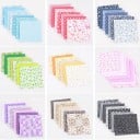 Pamut anyag otthoni maszkvarráshoz 25 x 25 cm-es négyzetek szettje Színben harmonizáló minták pöttyökkel és virágokkal Anyag 100% pamut 13