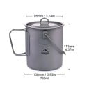 Panela de camping em titânio com tampa 750 ml Alça suspensa e pegas dobráveis Cinza Para caminhadas e trekking Cozinhar na natureza e aquecer água 2