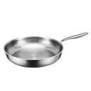 Pánev na smažení a restování se strukturovaným dnem o průměru 24 cm a hloubce 5 cm ve stříbrném provedení s dnem 18 cm i dlouhou rukojetí 1