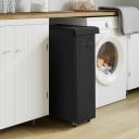 Panier à linge pliable sur roulettes 45 l avec couvercle et poignées panier de rangement textile pour la salle de bain et la buanderie 7