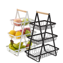 Panier de rangement à trois niveaux pour aliments 47 × 34 × 17,5 cm support pour fruits et snacks avec poignée pour usage en cuisine 3