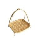 Panier en bambou tissé carré 24 cm Organisateur multifonctionnel pour la cuisine et la maison Panier de rangement à un étage pour les aliments 1