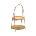 Panier tissé rond en bambou 37 cm Panier de rangement à deux niveaux pour aliments Organiseur multifonctionnel pour la cuisine et la maison 1