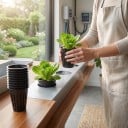 Paniers en filet pour hydroponie, pots ronds à fente avec large rebord, Ø 5,5 cm, 50 pièces, en plastique, noirs, pour plants et jardin 5
