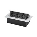 Pannello a scomparsa con 3 prese EU 265×118×70 mm pannello in alluminio con pulsante per l'estrazione nel piano di lavoro 2