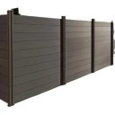 Pannello di recinzione in alluminio a lamelle per privacy dimensione 1,8 x 2 m resistente alla decomposizione ai roditori e all'acqua marrone per giardino e terrazza 1