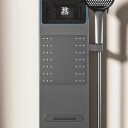 Pannello doccia da parete con altezza 900–1054 mm con doccia a soffitto rotonda e doccia manuale e display LED multifunzionale di colore grigio scuro 2