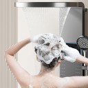 Pannello doccia da parete con altezza 900–1054 mm con doccia a soffitto rotonda e doccia manuale e display LED multifunzionale di colore grigio scuro 4