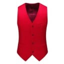 Pánska elegantná vesta na gombíky s kapsami a vreckom na prsiach Jednofarebná spoločenská vesta Rôzne farby Formálny štýl Polyester 4
