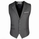Pánska elegantná vesta s límečkom na gombíky s kapsami a kapsičkou na prse Jednobarevná spoločenská vesta Rôzne farby Bavlna Polyester 4
