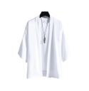 Pánska kimono košeľa Jednofarebné prevedenie Polyester Ľahký voľný strih pre mestský štýl a každodenné nosenie 8