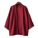 Pánska kimono košeľa Jednofarebné prevedenie Polyester Ľahký voľný strih pre mestský štýl a každodenné nosenie 9