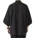 Pánska kimono košeľa Jednofarebné prevedenie Polyester Ľahký voľný strih pre mestský štýl a každodenné nosenie 3