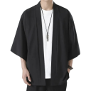 Pánska kimono košeľa Jednofarebné prevedenie Polyester Ľahký voľný strih pre mestský štýl a každodenné nosenie 4