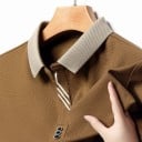 Pánska polokošela krátky rukáv s golierom a gombíkmi Jednofarebná elegantná polokošela z polyesteru pre každodenné nosenie 3