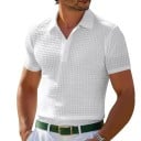 Pánska polokošile na zip V výstrih s golierikom Krátky rukáv Jednofarebná Polyester Klasický moderný štýl 2
