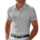 Pánska polokošile na zip V výstrih s golierikom Krátky rukáv Jednofarebná Polyester Klasický moderný štýl 4