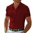 Pánska polokošile na zip V výstrih s golierikom Krátky rukáv Jednofarebná Polyester Klasický moderný štýl 6