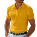Pánska polokošile na zip V výstrih s golierikom Krátky rukáv Jednofarebná Polyester Klasický moderný štýl 5
