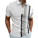 Pánská polokošile na zip V výstřih s límečkem Krátký rukáv Barevné pruhy Polyester Moderní letní střih pro volný čas 4
