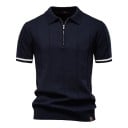 Pánska polokošile na zips s V výstrihom a golierikom Krátky rukáv Jednofarebná Polyester Viskóza Elegantný štýl 10