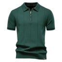 Pánska polokošile na zips s V výstrihom a golierikom Krátky rukáv Jednofarebná Polyester Viskóza Elegantný štýl 12
