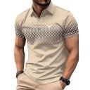 Pánska polokošile na zips V výstrih s golierikom Krátky rukáv Jednofarebná jemný vzor Potlač na hrudi Polyester 6